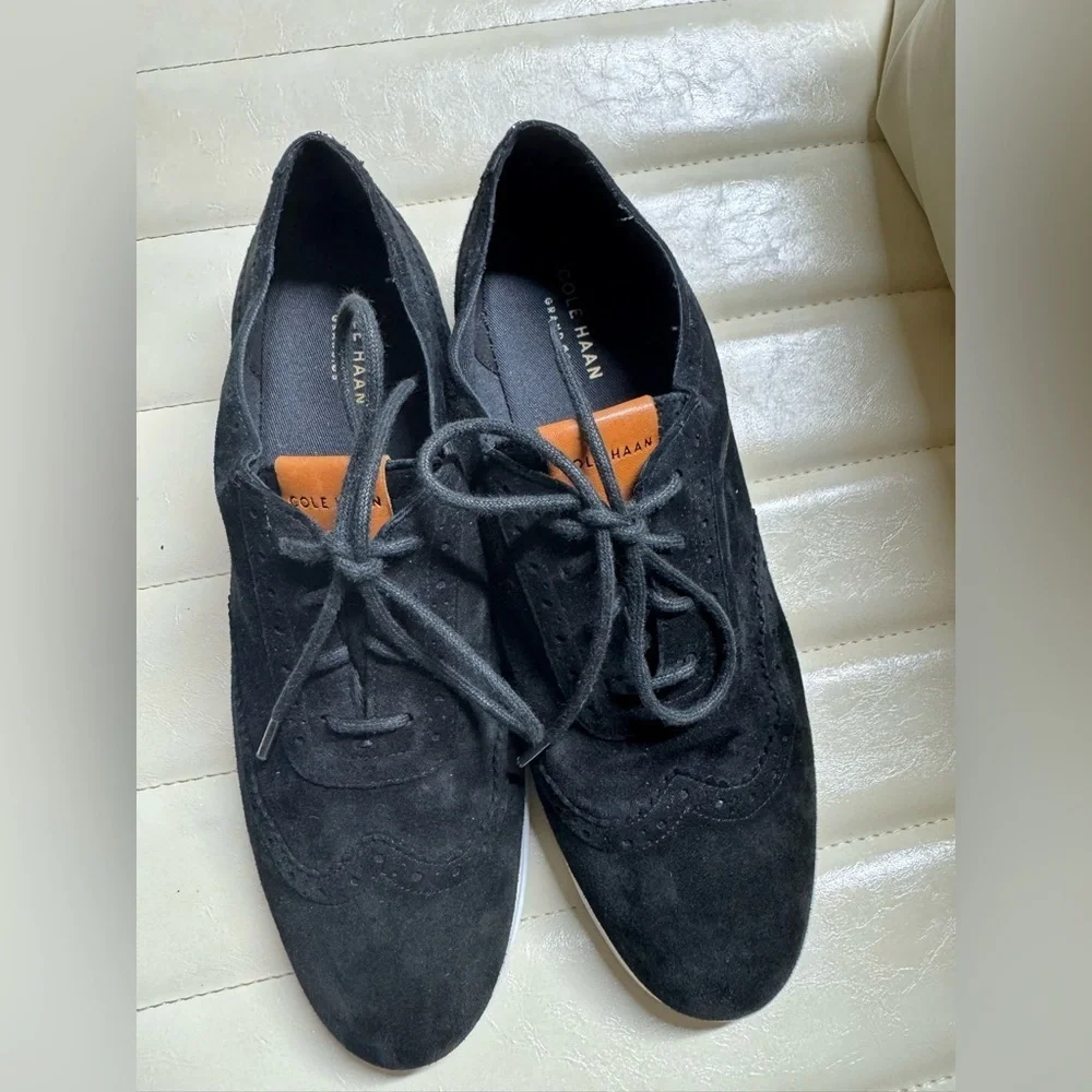 Cole Haan Ella Grand OX ll Black Suede Women 9B Sneakers